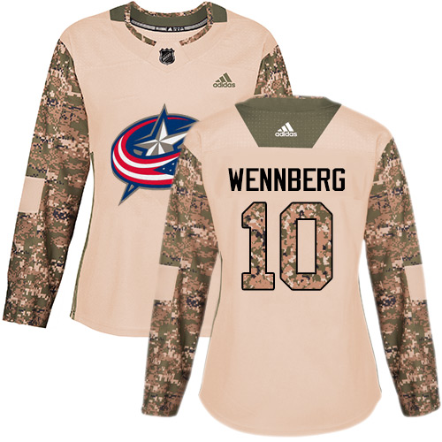 Adidas Blue Jackets #10 Alexander Wennberg Camo Authentic Veterans Day Women's Stitched NHL Jersey